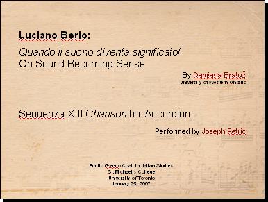 Luciano Berio - Lecture